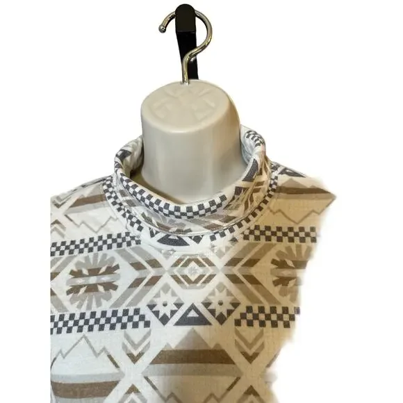 Cozy Columbia Aztec Mock Neck Pullover Neutral Geo Winter Adventure Layer S - Picture 2 of 5